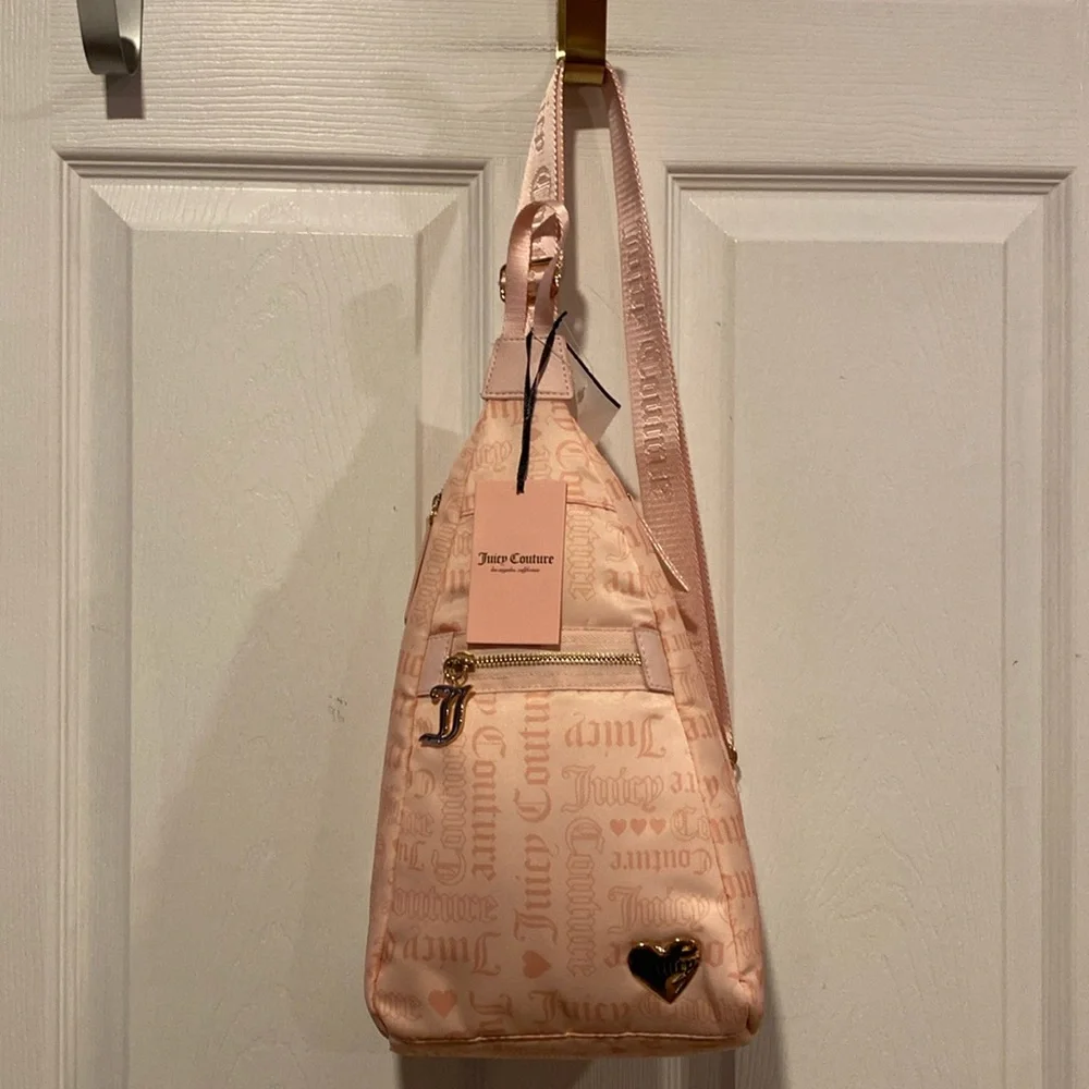 BNWT JUICY COUTURE Material Girl Sling Backpack in Powder Blush Pink